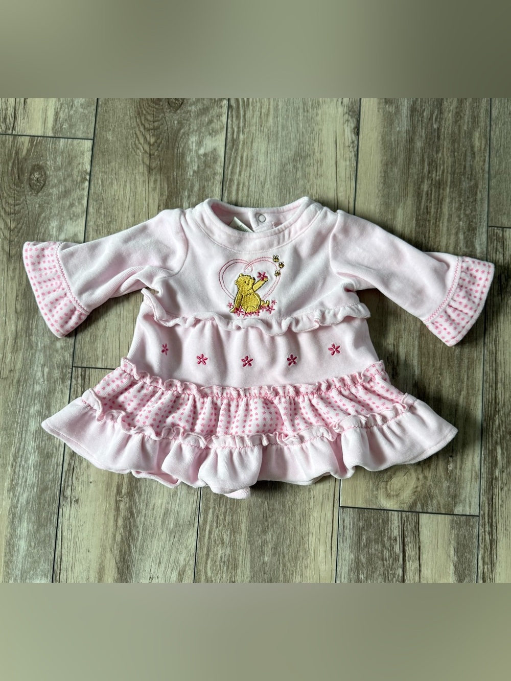 Vintage Y2K Classic Pooh Pink Ruffle Dress Top